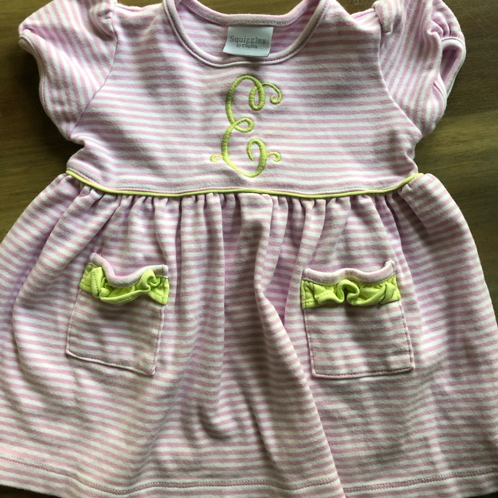 Squiggles 12M Dress with E Monogram